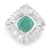 Bids.com "2.57 Carat Genuine Emerald, White Topaz and White Diamond .925 Sterling Silver Ring Rings White Smoke size 6.00,size 7.00,size 8.00,size 5.00,size 9.00