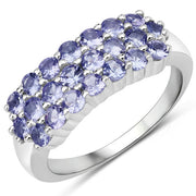 Bids.com 1.54 Carat Genuine Tanzanite .925 Sterling Silver Ring Rings White Smoke size 6.00,size 7.00,size 8.00,size 9.00,size 5.00