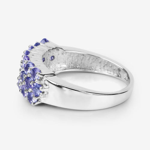Bids.com 1.54 Carat Genuine Tanzanite .925 Sterling Silver Ring Rings White Smoke size 6.00,size 7.00,size 8.00,size 9.00,size 5.00
