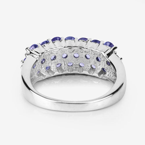 Bids.com 1.54 Carat Genuine Tanzanite .925 Sterling Silver Ring Rings White Smoke size 6.00,size 7.00,size 8.00,size 9.00,size 5.00