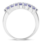 Bids.com 1.54 Carat Genuine Tanzanite .925 Sterling Silver Ring Rings White Smoke size 6.00,size 7.00,size 8.00,size 9.00,size 5.00