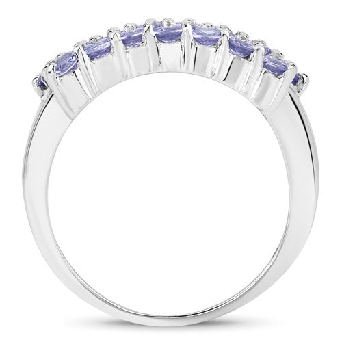 Bids.com 1.54 Carat Genuine Tanzanite .925 Sterling Silver Ring Rings White Smoke size 6.00,size 7.00,size 8.00,size 9.00,size 5.00