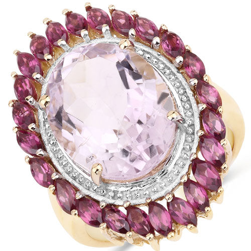 Bids.com 10.16 Carat Genuine Pink Amethyst and Rhodolite .925 Sterling Silver Ring Rings White Smoke size 5.00,size 6.00,size 7.00,size 7.50,size 8.00,size 9.00