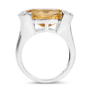 Bids.com 4.55 Carat Genuine Citrine and White Diamond .925 Sterling Silver Ring Rings White Smoke size 6.00,size 7.00,size 8.00,size 9.00,size 5.00