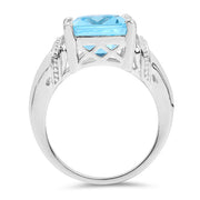 Bids.com 8.89 Carat Genuine Swiss Blue Topaz .925 Sterling Silver Ring Rings White Smoke size 6.00,size 7.00,size 8.00,size 9.00,size 5.00