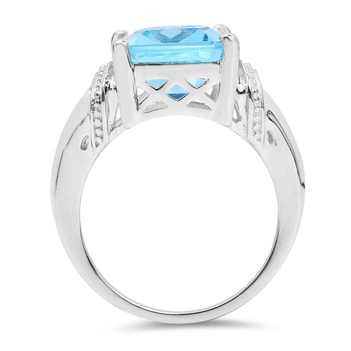 Bids.com 8.89 Carat Genuine Swiss Blue Topaz .925 Sterling Silver Ring Rings White Smoke size 6.00,size 7.00,size 8.00,size 9.00,size 5.00