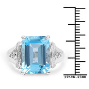 Bids.com 8.89 Carat Genuine Swiss Blue Topaz .925 Sterling Silver Ring Rings White Smoke size 6.00,size 7.00,size 8.00,size 9.00,size 5.00
