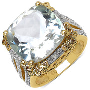 Bids.com 14K Yellow Gold Plated 8.24 Carat Genuine Amethyst & White Topaz .925 Sterling Silver Ring Rings White Smoke size 7.00,size 6.00,size 8.00,size 5.00,size 9.00