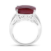 Bids.com 14.47 Carat Dyed Ruby and White Topaz .925 Sterling Silver Ring Rings White Smoke size 6.00,size 7.00,size 8.00,size 5.00,size 9.00,size 10.00