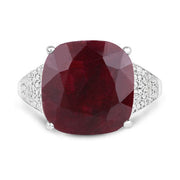Bids.com 14.47 Carat Dyed Ruby and White Topaz .925 Sterling Silver Ring Rings White Smoke size 6.00,size 7.00,size 8.00,size 5.00,size 9.00,size 10.00