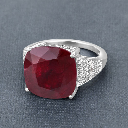Bids.com 14.47 Carat Dyed Ruby and White Topaz .925 Sterling Silver Ring Rings Dim Gray size 6.00,size 7.00,size 8.00,size 5.00,size 9.00,size 10.00