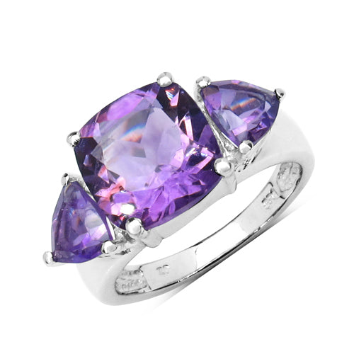 Bids.com 4.10 Carat Genuine Amethyst .925 Sterling Silver Ring Rings White Smoke size 6.00,size 7.00,size 8.00,size 5.00