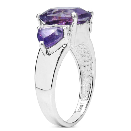 Bids.com 4.10 Carat Genuine Amethyst .925 Sterling Silver Ring Rings White Smoke size 6.00,size 7.00,size 8.00,size 5.00