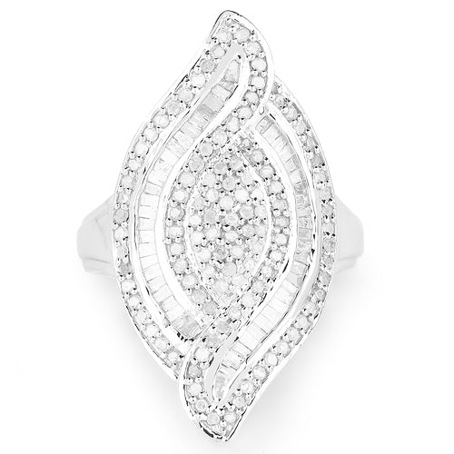 Bids.com 1.22 Carat Genuine White Diamond .925 Sterling Silver Ring Rings White Smoke size 6.00,size 7.00,size 8.00,size 9.00,size 5.00