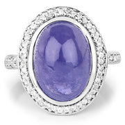 Bids.com 8.26 Carat Genuine Tanzanite & White Topaz .925 Sterling Silver Ring Rings White Smoke size 6.00,size 8.00,size 7.00,size 9.00,size 5.00