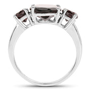 Bids.com 5.01 Carat Genuine Garnet .925 Sterling Silver Ring Rings White Smoke size 5.00,size 10.00,size 6.00,size 7.00,size 8.00,size 9.00