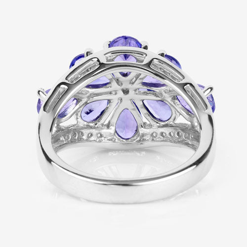 Bids.com 3.24 Carat Genuine Tanzanite and White Topaz .925 Sterling Silver Ring Rings Lavender size 7.00,size 6.00,size 8.00,size 9.00,size 5.00