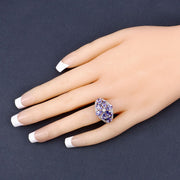 Bids.com 3.24 Carat Genuine Tanzanite and White Topaz .925 Sterling Silver Ring Rings Peach Puff size 7.00,size 6.00,size 8.00,size 9.00,size 5.00