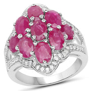 Bids.com 4.72 Carat Genuine Ruby and White Zircon .925 Sterling Silver Ring Rings White Smoke size 6.00,size 7.00,size 8.00,size 5.00,size 9.00