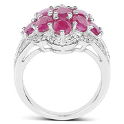 Bids.com 4.72 Carat Genuine Ruby and White Zircon .925 Sterling Silver Ring Rings White Smoke size 6.00,size 7.00,size 8.00,size 5.00,size 9.00