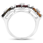 Bids.com 8.38 Carat Genuine Multi Tourmaline .925 Sterling Silver Ring Rings White Smoke size 7.00,size 6.00,size 8.00,size 9.00