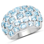 Bids.com 5.51 Carat Genuine Blue Topaz .925 Sterling Silver Ring Rings White Smoke size 7.00,size 6.00,size 8.00,size 9.00