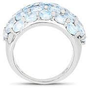 Bids.com 5.51 Carat Genuine Blue Topaz .925 Sterling Silver Ring Rings White Smoke size 7.00,size 6.00,size 8.00,size 9.00