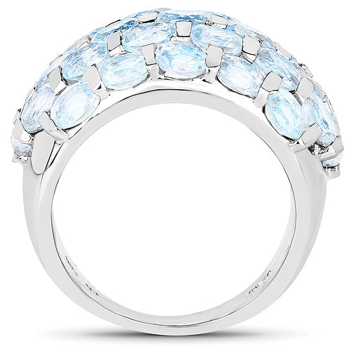 Bids.com 5.51 Carat Genuine Blue Topaz .925 Sterling Silver Ring Rings White Smoke size 7.00,size 6.00,size 8.00,size 9.00