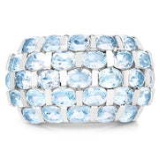 Bids.com 5.51 Carat Genuine Blue Topaz .925 Sterling Silver Ring Rings White Smoke size 7.00,size 6.00,size 8.00,size 9.00