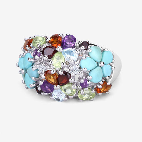 Bids.com 4.03 Carat Genuine Multi Stones .925 Sterling Silver Ring Rings White Smoke size 9.00,size 5.00,size 6.00,size 7.00,size 8.00,size 10.00,size 13.00