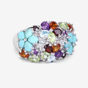 Bids.com 4.03 Carat Genuine Multi Stones .925 Sterling Silver Ring Rings White Smoke size 9.00,size 5.00,size 6.00,size 7.00,size 8.00,size 10.00,size 13.00