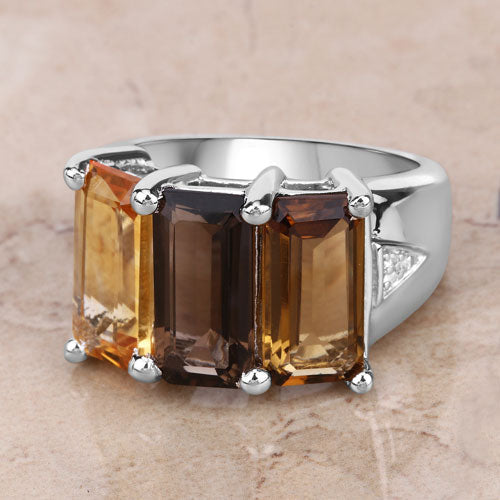 Bids.com 8.17 Carat Genuine Multi Stones .925 Sterling Silver Ring Rings Gray size 7.00,size 5.00,size 6.00,size 8.00,size 9.00