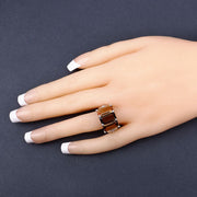 Bids.com 8.17 Carat Genuine Multi Stones .925 Sterling Silver Ring Rings Peach Puff size 7.00,size 5.00,size 6.00,size 8.00,size 9.00