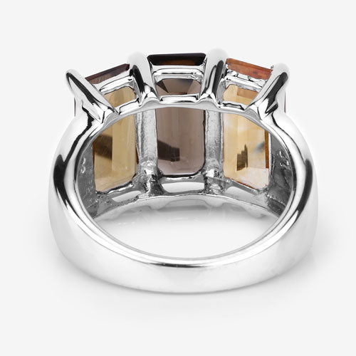 Bids.com 8.17 Carat Genuine Multi Stones .925 Sterling Silver Ring Rings White Smoke size 7.00,size 5.00,size 6.00,size 8.00,size 9.00