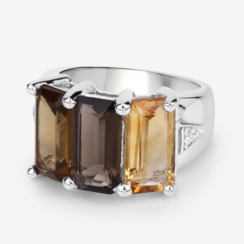 Bids.com 8.17 Carat Genuine Multi Stones .925 Sterling Silver Ring Rings Light Gray size 7.00,size 5.00,size 6.00,size 8.00,size 9.00
