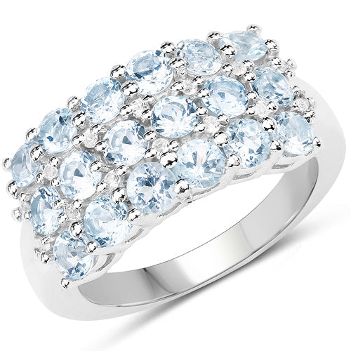 Bids.com 2.29 Carat Genuine Blue Topaz & White Topaz .925 Sterling Silver Ring Rings White Smoke size 7.00,size 8.00,size 9.00,size 6.00