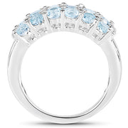 Bids.com 2.29 Carat Genuine Blue Topaz & White Topaz .925 Sterling Silver Ring Rings White Smoke size 7.00,size 8.00,size 9.00,size 6.00