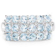 Bids.com 2.29 Carat Genuine Blue Topaz & White Topaz .925 Sterling Silver Ring Rings White Smoke size 7.00,size 8.00,size 9.00,size 6.00
