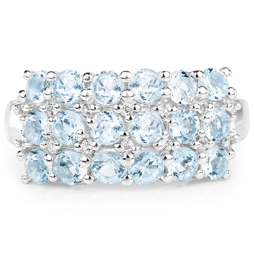 Bids.com 2.29 Carat Genuine Blue Topaz & White Topaz .925 Sterling Silver Ring Rings White Smoke size 7.00,size 8.00,size 9.00,size 6.00