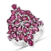 Bids.com 7.52 Carat Genuine Rhodolite .925 Sterling Silver Ring Rings White Smoke size 7.00,size 9.00,size 6.00,size 8.00,size 10.00,size 5.00