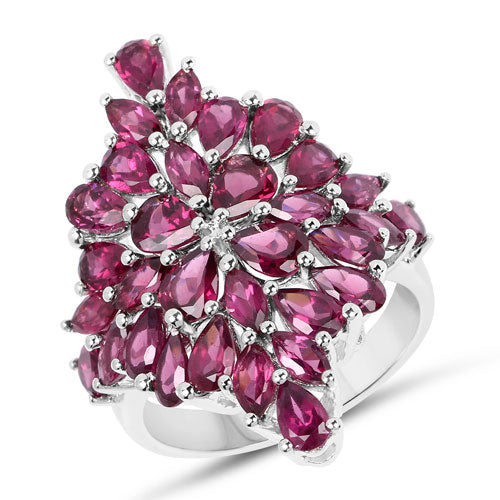 Bids.com 7.52 Carat Genuine Rhodolite .925 Sterling Silver Ring Rings White Smoke size 7.00,size 9.00,size 6.00,size 8.00,size 10.00,size 5.00