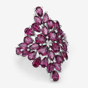 Bids.com 7.52 Carat Genuine Rhodolite .925 Sterling Silver Ring Rings White Smoke size 7.00,size 9.00,size 6.00,size 8.00,size 10.00,size 5.00