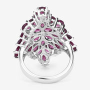 Bids.com 7.52 Carat Genuine Rhodolite .925 Sterling Silver Ring Rings White Smoke size 7.00,size 9.00,size 6.00,size 8.00,size 10.00,size 5.00