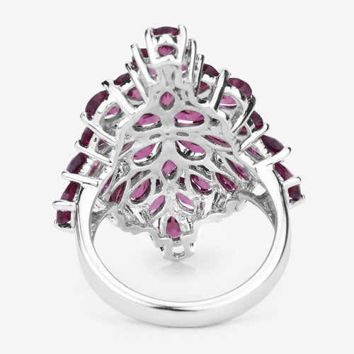 Bids.com 7.52 Carat Genuine Rhodolite .925 Sterling Silver Ring Rings White Smoke size 7.00,size 9.00,size 6.00,size 8.00,size 10.00,size 5.00