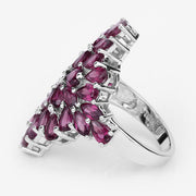 Bids.com 7.52 Carat Genuine Rhodolite .925 Sterling Silver Ring Rings White Smoke size 7.00,size 9.00,size 6.00,size 8.00,size 10.00,size 5.00