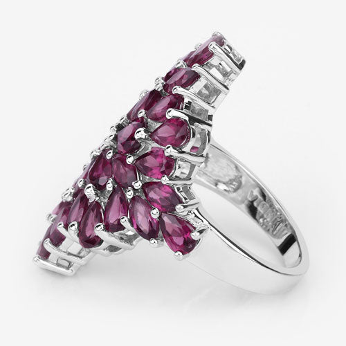 Bids.com 7.52 Carat Genuine Rhodolite .925 Sterling Silver Ring Rings White Smoke size 7.00,size 9.00,size 6.00,size 8.00,size 10.00,size 5.00