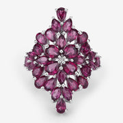 Bids.com 7.52 Carat Genuine Rhodolite .925 Sterling Silver Ring Rings White Smoke size 7.00,size 9.00,size 6.00,size 8.00,size 10.00,size 5.00