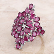 Bids.com 7.52 Carat Genuine Rhodolite .925 Sterling Silver Ring Rings Light Gray size 7.00,size 9.00,size 6.00,size 8.00,size 10.00,size 5.00
