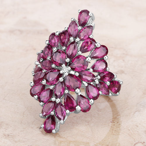 Bids.com 7.52 Carat Genuine Rhodolite .925 Sterling Silver Ring Rings Light Gray size 7.00,size 9.00,size 6.00,size 8.00,size 10.00,size 5.00