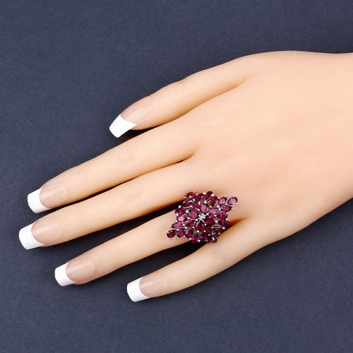 Bids.com 7.52 Carat Genuine Rhodolite .925 Sterling Silver Ring Rings Peach Puff size 7.00,size 9.00,size 6.00,size 8.00,size 10.00,size 5.00
